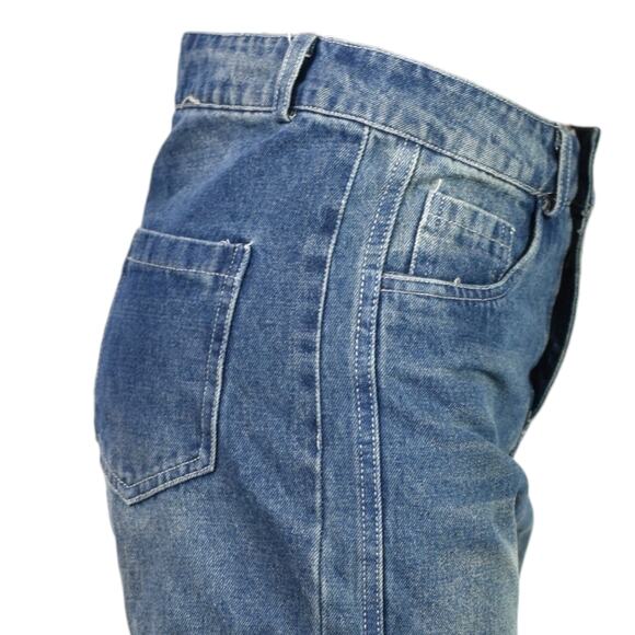 Barrel Leg Jeans Blue Balloon High Waist Medium Wash Baggy Wide Leg Ankle 25 26 - Picture 9 of 14